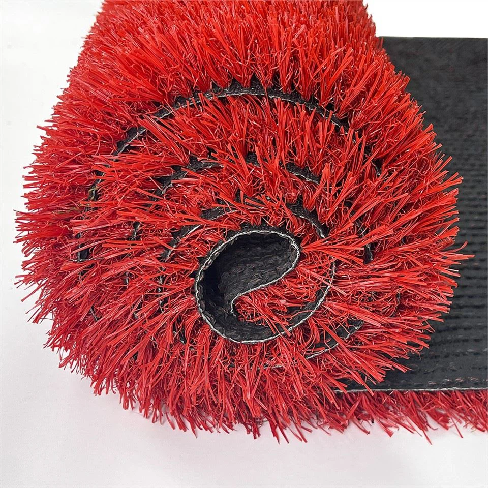 red synthetic artificial grass turf